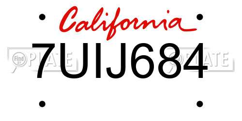 7UIJ684 California License Plate