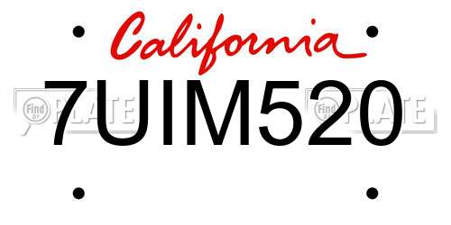 7UIM520 California License Plate