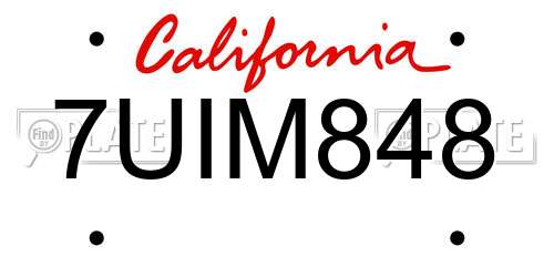 7UIM848 California License Plate