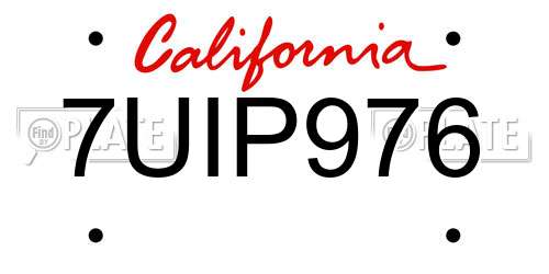 7UIP976 California License Plate