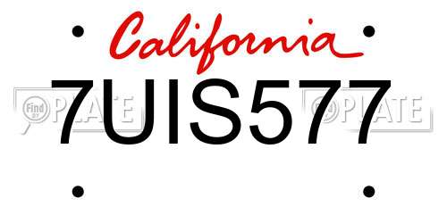 7UIS577 California License Plate