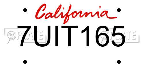7UIT165 California License Plate