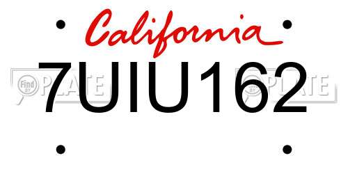 7UIU162 California License Plate