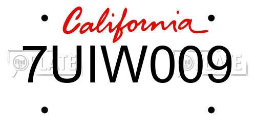 7UIW009 California License Plate