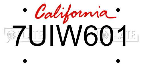 7UIW601 California License Plate
