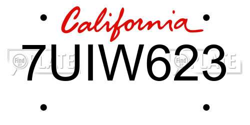 7UIW623 California License Plate