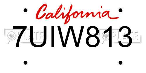 7UIW813 California License Plate