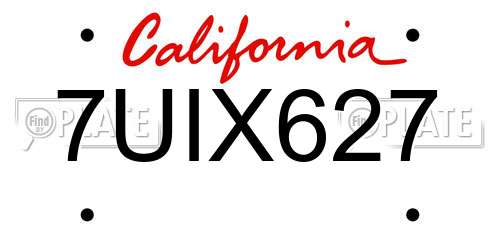 7UIX627 California License Plate