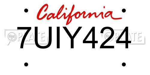 7UIY424 California License Plate