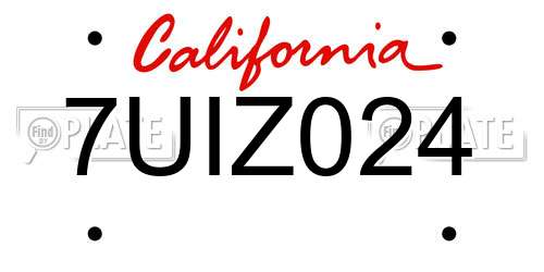 7UIZ024 California License Plate