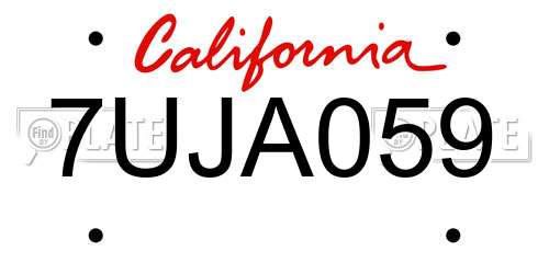 7UJA059 California License Plate