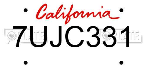 7UJC331 California License Plate