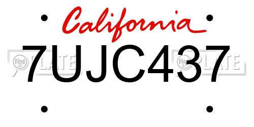 7UJC437 California License Plate