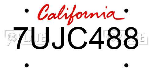 7UJC488 California License Plate