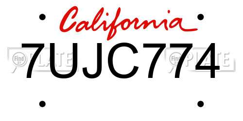 7UJC774 California License Plate