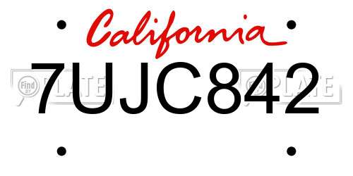 7UJC842 California License Plate