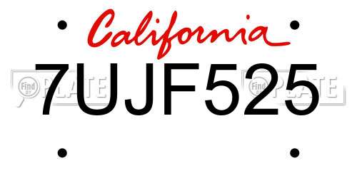 7UJF525 California License Plate