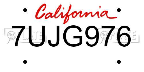 7UJG976 California License Plate
