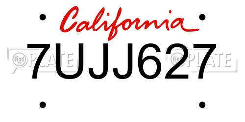 7UJJ627 California License Plate
