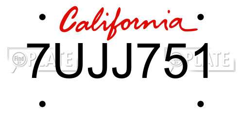 7UJJ751 California License Plate
