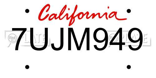 7UJM949 California License Plate