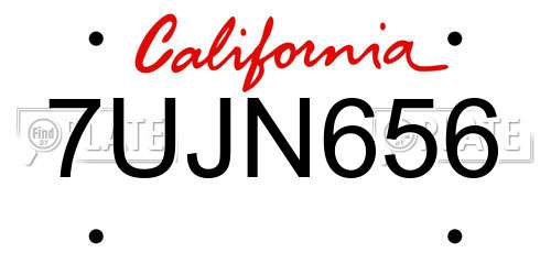 7UJN656 California License Plate