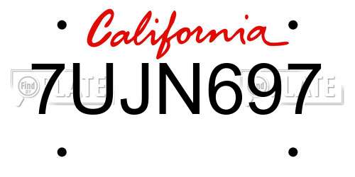 7UJN697 California License Plate