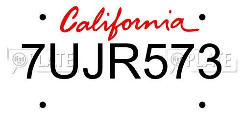 7UJR573 California License Plate