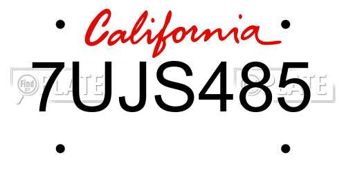 7UJS485 California License Plate