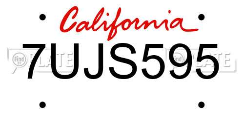 7UJS595 California License Plate