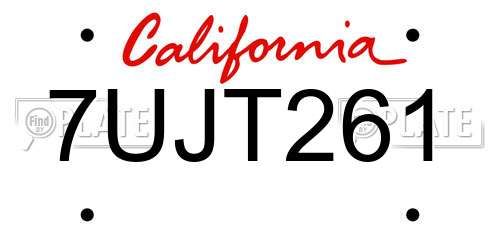 7UJT261 California License Plate