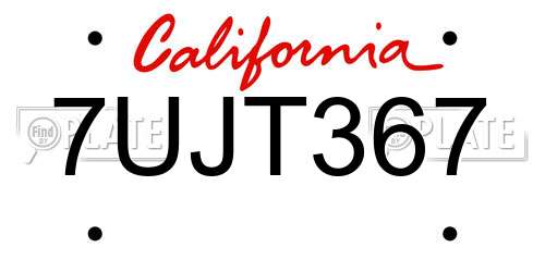 7UJT367 California License Plate