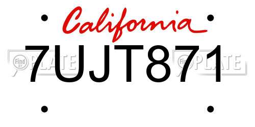 7UJT871 California License Plate