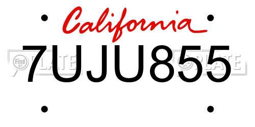 7UJU855 California License Plate