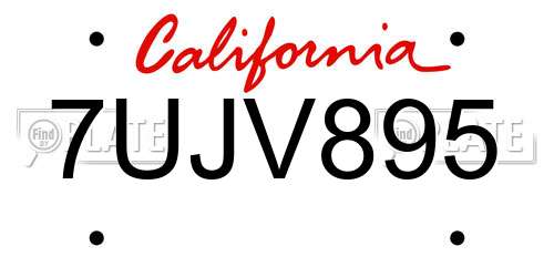 7UJV895 California License Plate