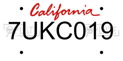 7UKC019 California License Plate