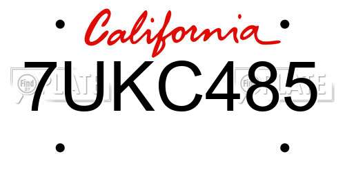 7UKC485 California License Plate
