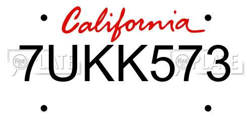 7UKK573 California License Plate