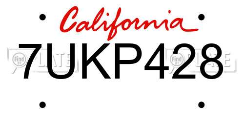 7UKP428 California License Plate