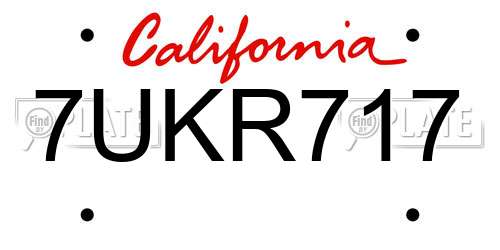7UKR717 California License Plate