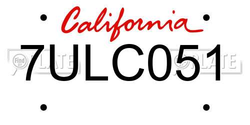 7ULC051 California License Plate