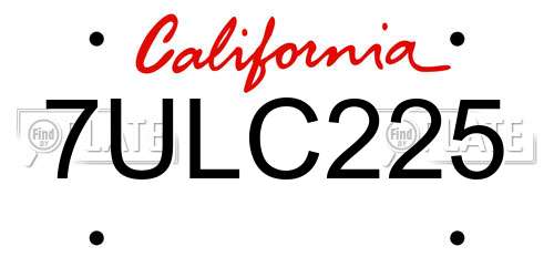 7ULC225 California License Plate