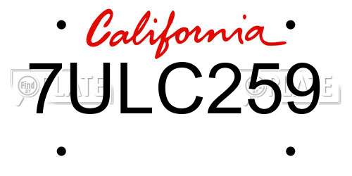 7ULC259 California License Plate