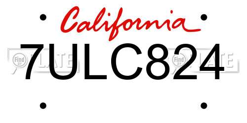 7ULC824 California License Plate