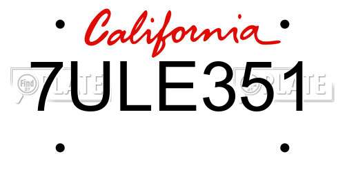 7ULE351 California License Plate