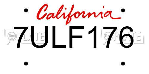 7ULF176 California License Plate