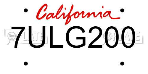 7ULG200 California License Plate