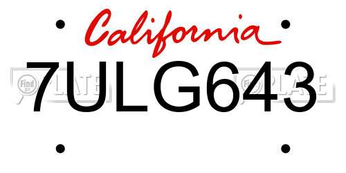 7ULG643 California License Plate