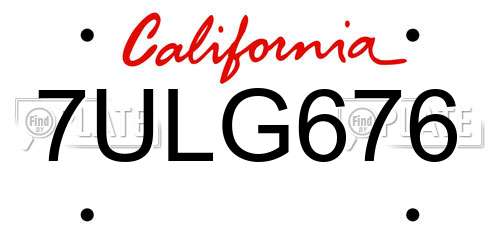 7ULG676 California License Plate