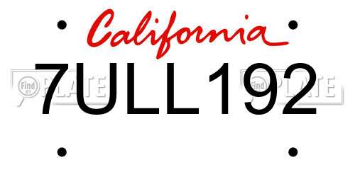 7ULL192 California License Plate